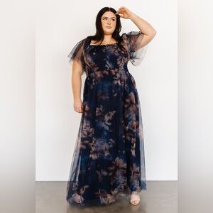 Baltic Born Cassandra Tulle Maxi Dress | Dark Blue Floral